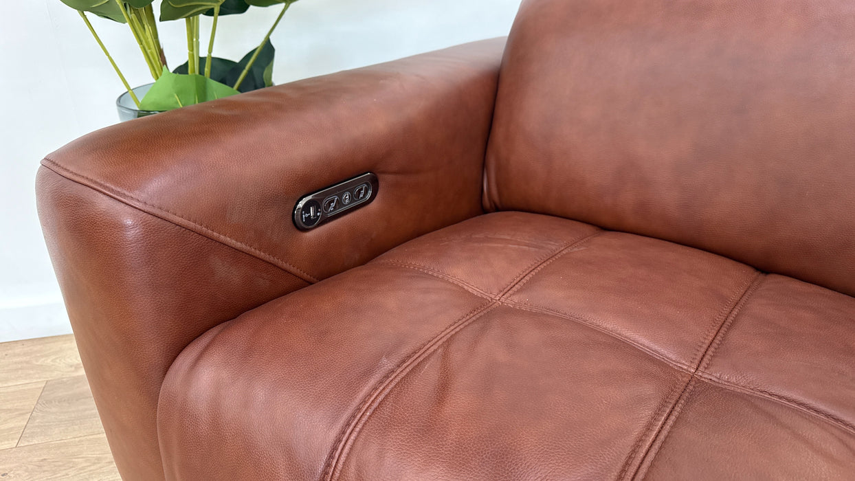 Sofology Marvella Leather 3 Power Recliner in Trusty Sheen Butterscotch