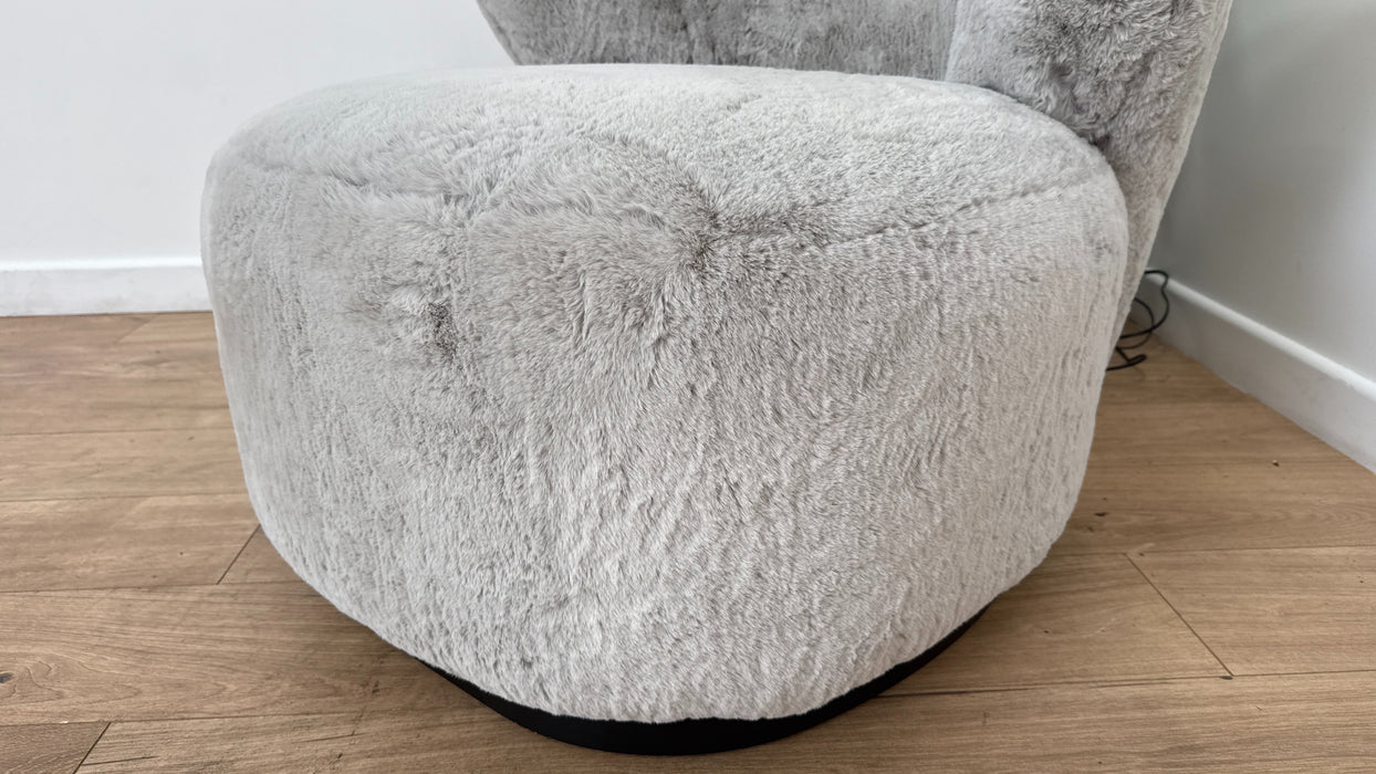 Sofology The Huski Fabric Accent Chair in Super Soft Faux Fur Grey