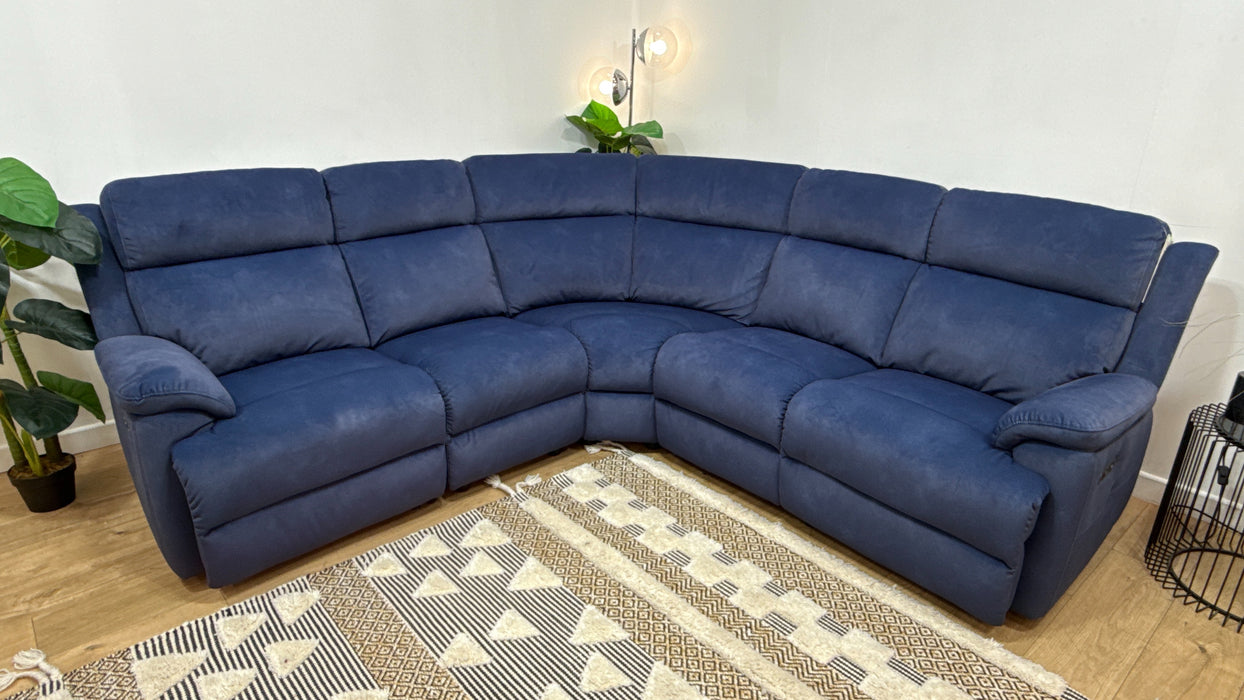 Sofology Gracie Fabric 1 Corner 3 Power Recliner in Lifestyle Flecked Navy