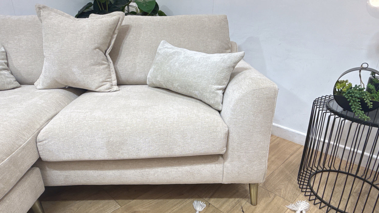 Sofology Mayfair Fabric Chaise 3 Seater Foam Seats in Linen Look Chenille Natural