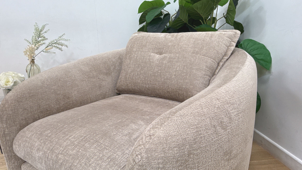 Sofology Portobello Fabric Chair Foam Seat in Teddy Chenille Natural Mix