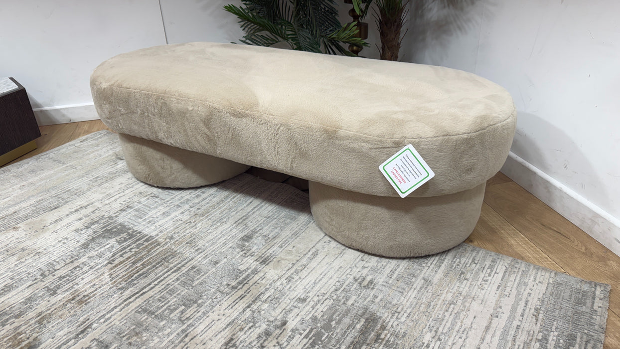 Sofology Sample Designer Footstool in Sample Soft Short Pile Faux Fur Natural Mix