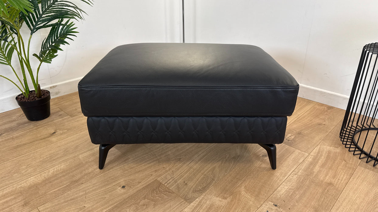 Muse Leather Black Footstool