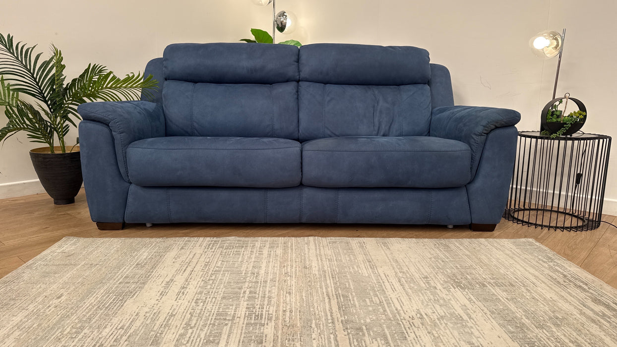 DFS Ronan 3 Seater Fabric Sofabed in Blue Microfibre
