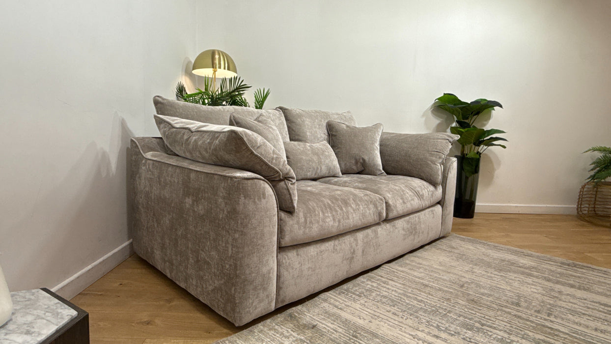 Sofology Georgio Fabric 3 Seater Feather Flex Seats in Luxe Chenille Stone Mix