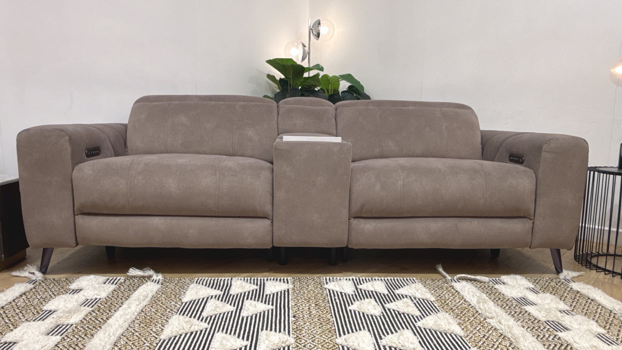 Sofology Allure Fabric 2.5 Seater Screen Console Power Recliner/Headrest Heated Seats Lumbar Support Speakers in Lifestyle Flecked Nutmeg