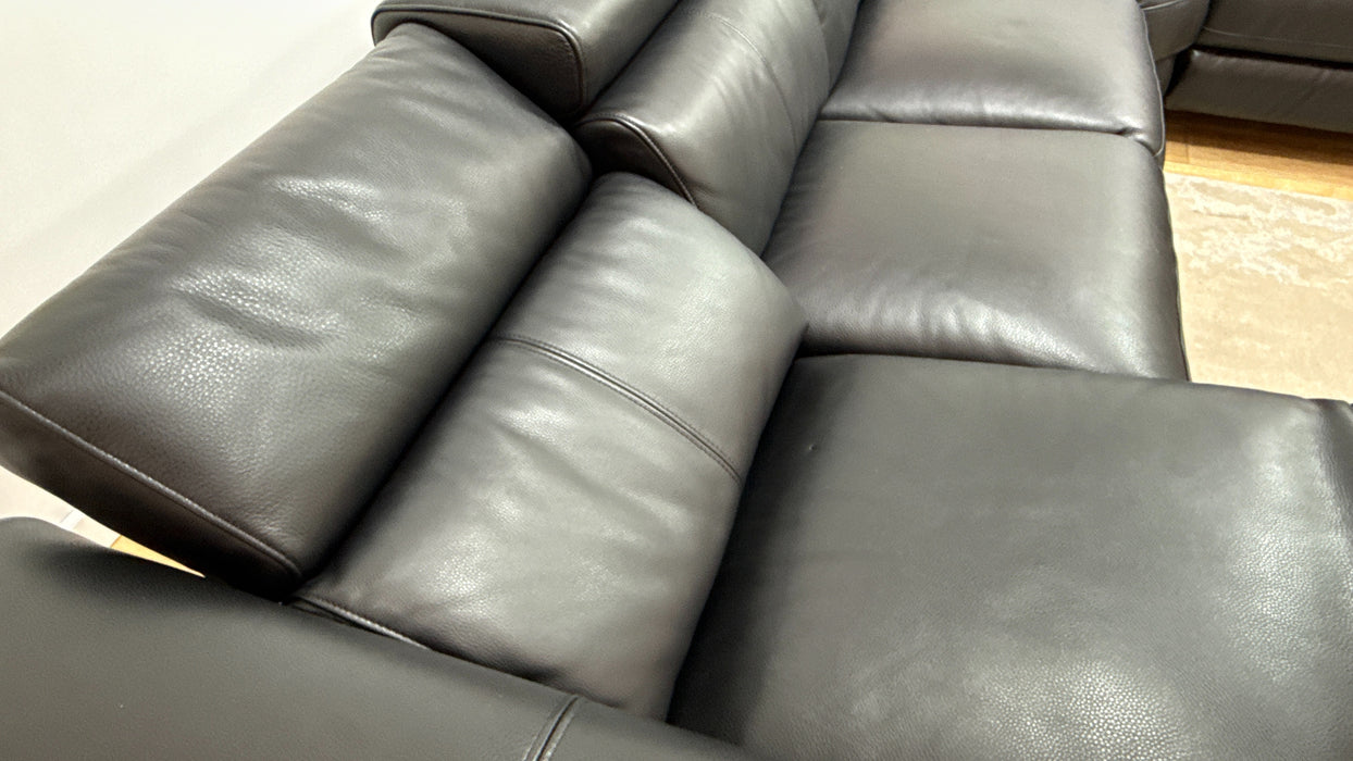 Sofology Moreno Leather 2 Corner 3 Power Recliner in Black