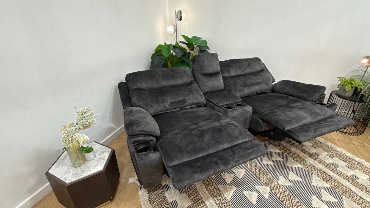 DFS Trek 2 seater Power Recliner with console in Charcoal