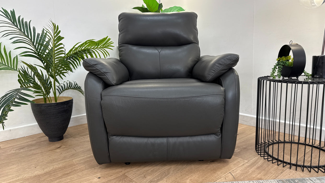 Sofology Albion Leather Chair Manual Recliner in Trusty Sheen Charcoal