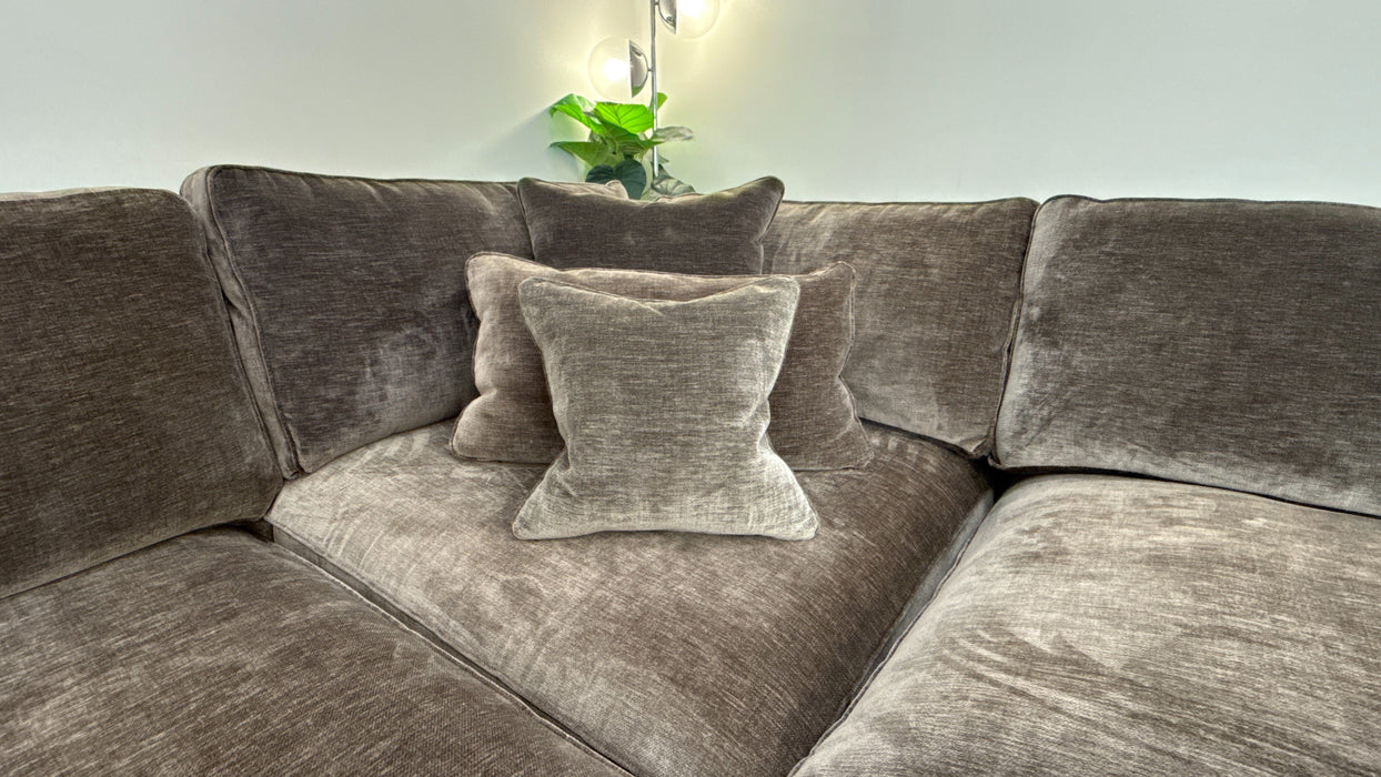 Sofology Cavalli Fabric 1.5 Terminal End Corner 3 Foam Seats in Deluxe Chenille Mushroom