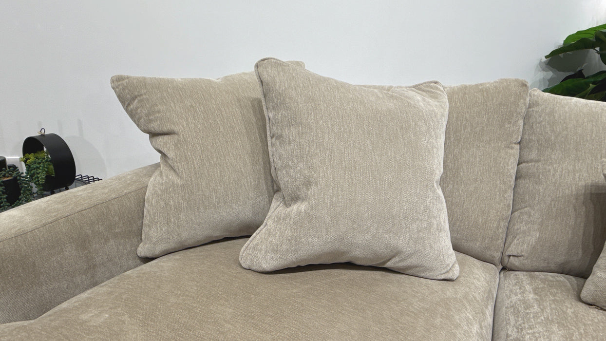 Sofology Moderna Fabric Chaise 4 Seater Extra Flex Seats in Lifestyle Plush Chenille Wicker