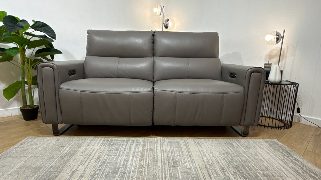 Sofology Ravello Leather 2.5 Seater Power Recliner/Headrest in Trusty Embossed Elephant