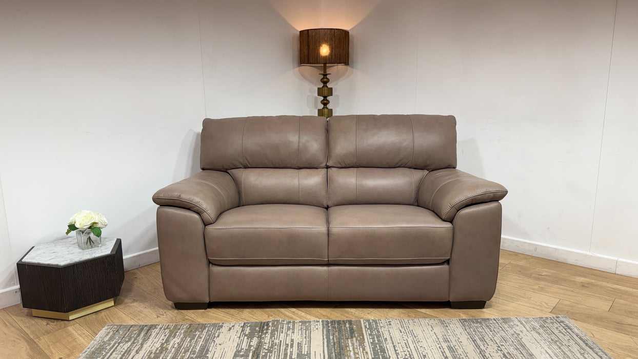 Sofology Santina Leather 2 Seater in Relaxed Soft Stone