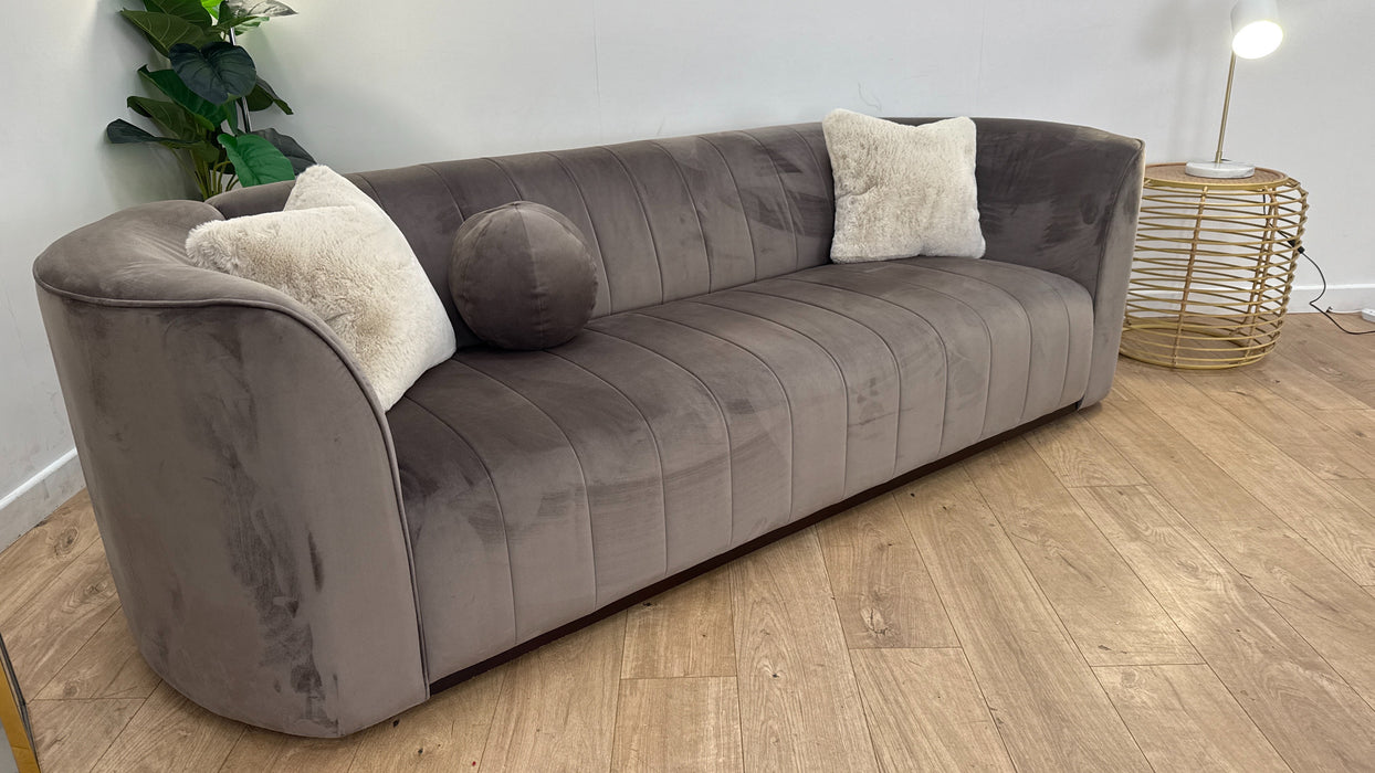 Sofology The Fitzrovia 4 Seater Fabric Sofa in Matt Velvet Mole Mix With Trim