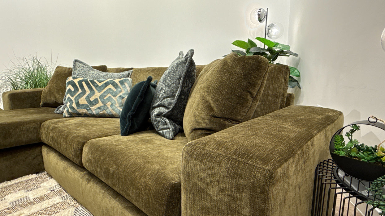 Sofology Harrington Fabric Chaise Small Sofa in Soft Slub Chenille Pine Mix
