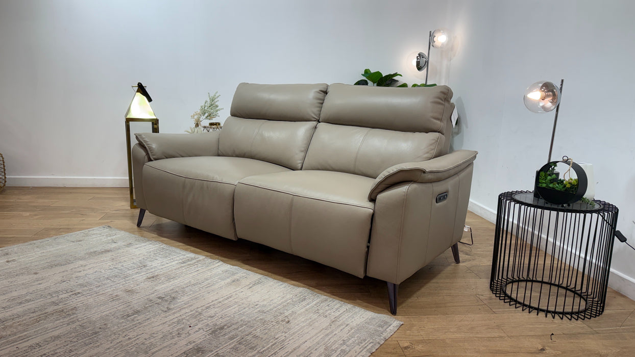 Sofology Arlo Leather 2.5 Seater Power Recliner in Trusty Embossed Stone