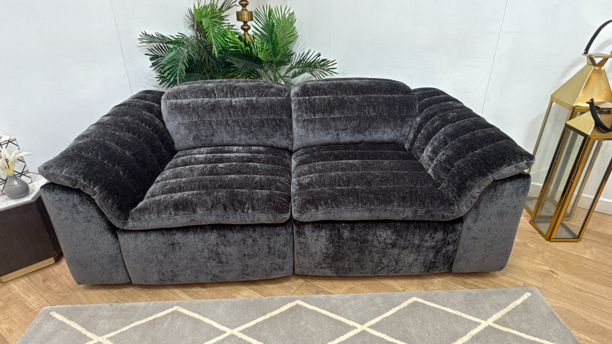 Sofology Olson Fabric 2.5 Seater Power Recliner/Headrest in Luxury Textured Chenille Anthracite