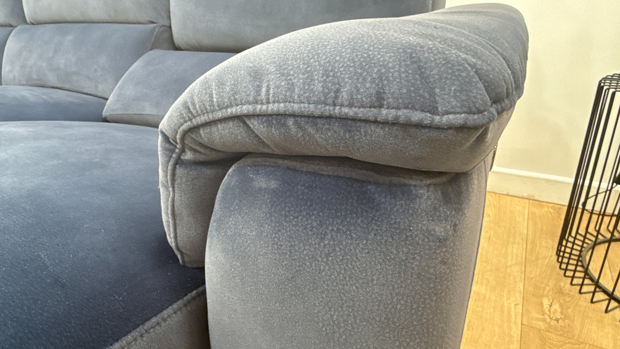 Sofology Illinois Fabric 1 Corner 2 Power Recliner/Headrest in Lifestyle Mottled Navy Blue