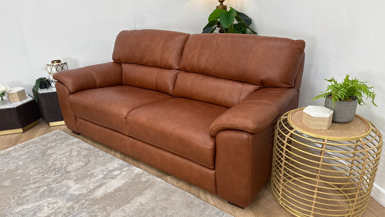 Sofology Santina Leather 3 Seater in Relaxed Soft Tan