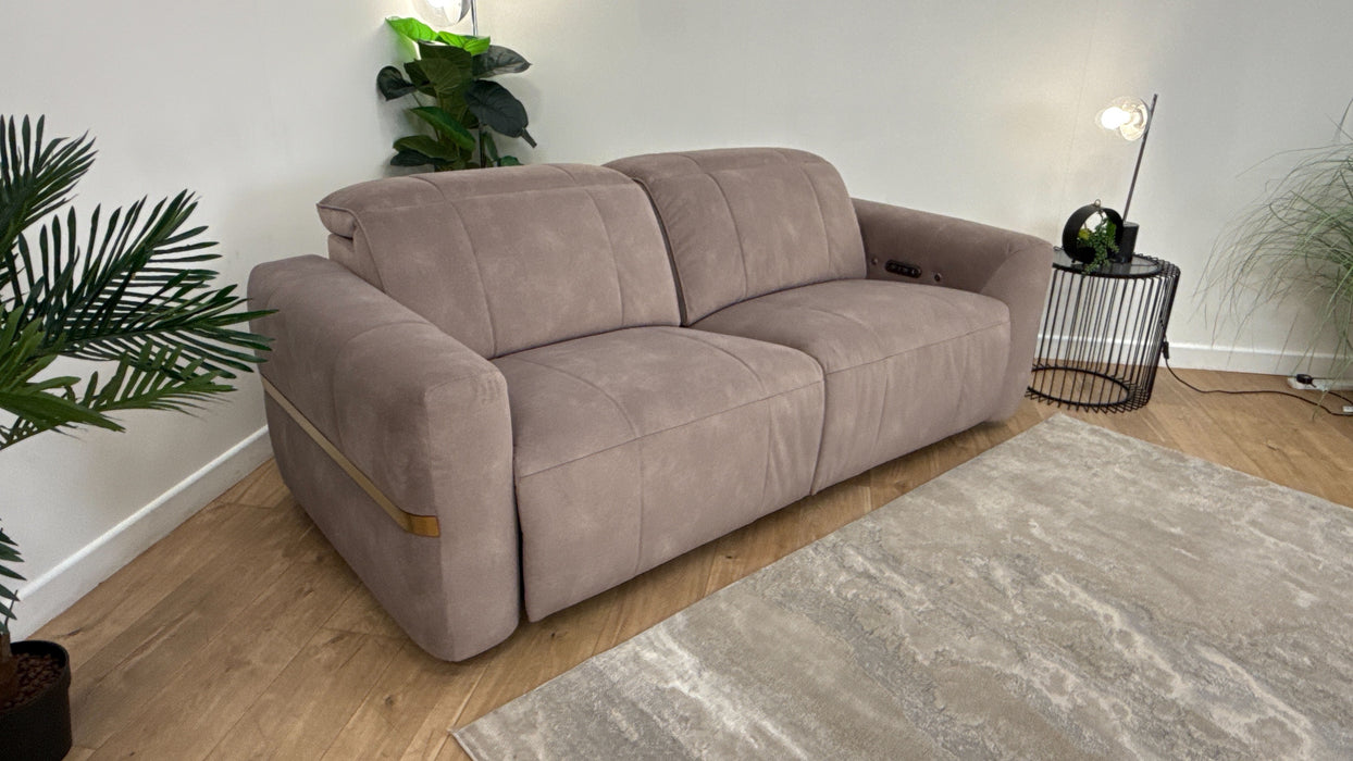 Sofology Lumiere Fabric 2.5 Seater Power Recliner/Headrest Heated Seat in Lifestyle Flecked Nutmeg