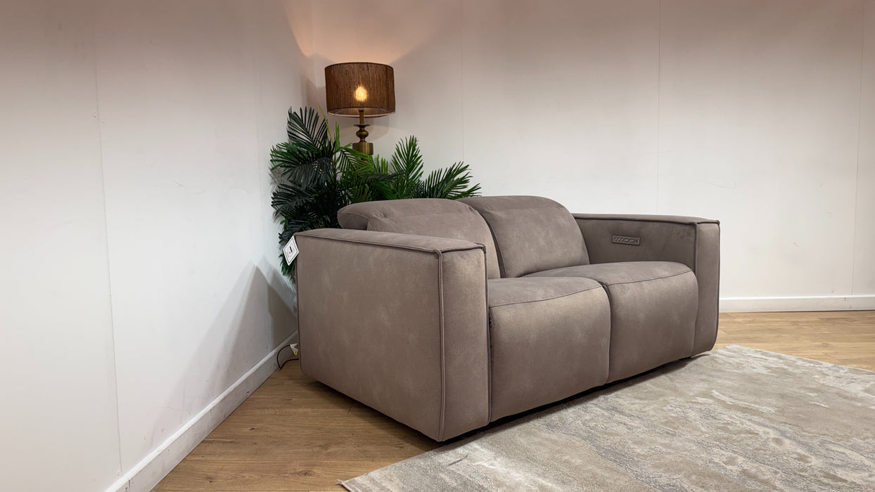 Sofology Horizon Fabric 2 Seater Power Recliner/Headrest in Lifestyle Flecked Nutmeg