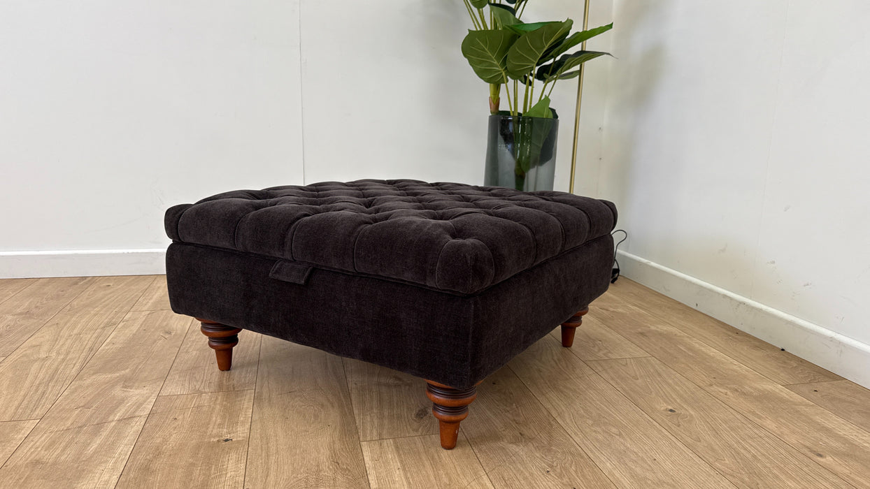 Sample Fabric Designer Storage Footstool in Relaxed Chenille Raisin