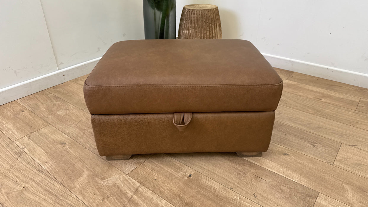 Sofology Downtown Leather Storage Footstool in Character Tan