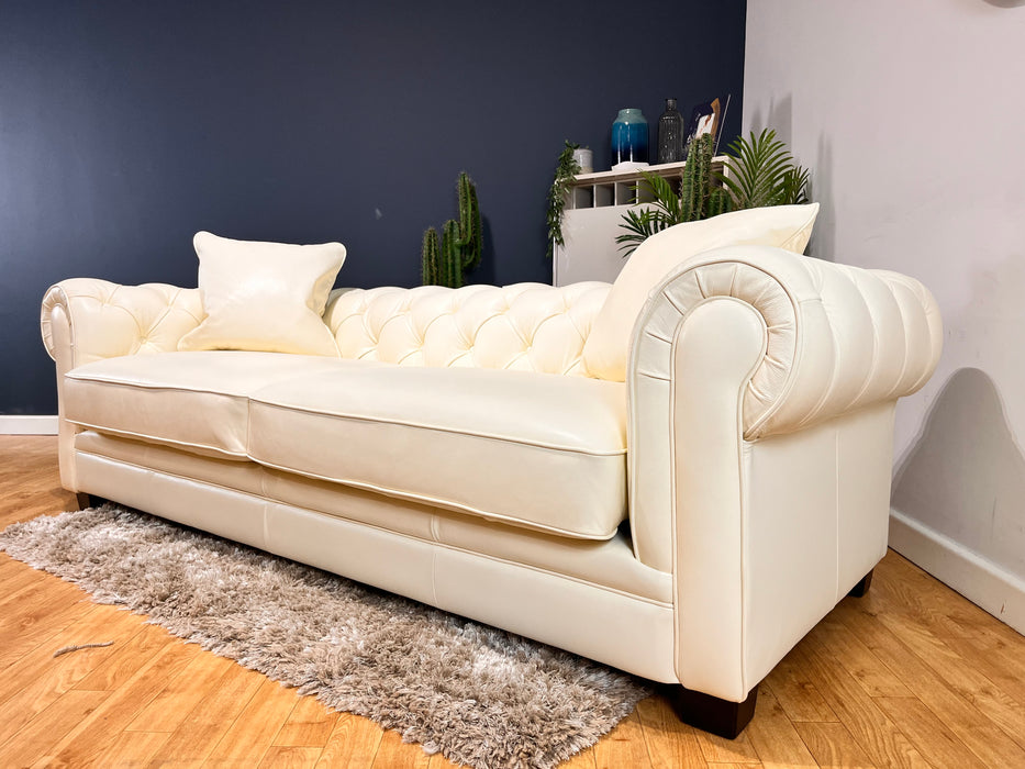 Oxford 3 Seater - Leather Sofa - White - (WA2)