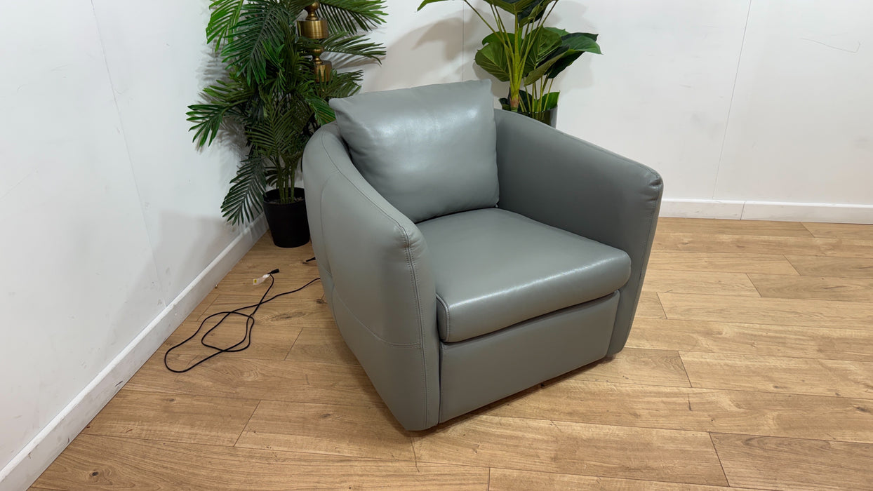 Sofology Marvella Leather Swivel Chair in Trusty Sheen Leather Granite Teal