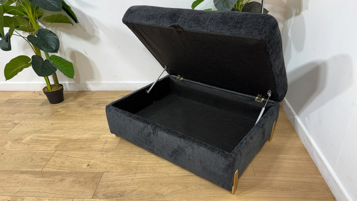 Sofology Westwood Fabric Storage Footstool in Teddy Chenille Black