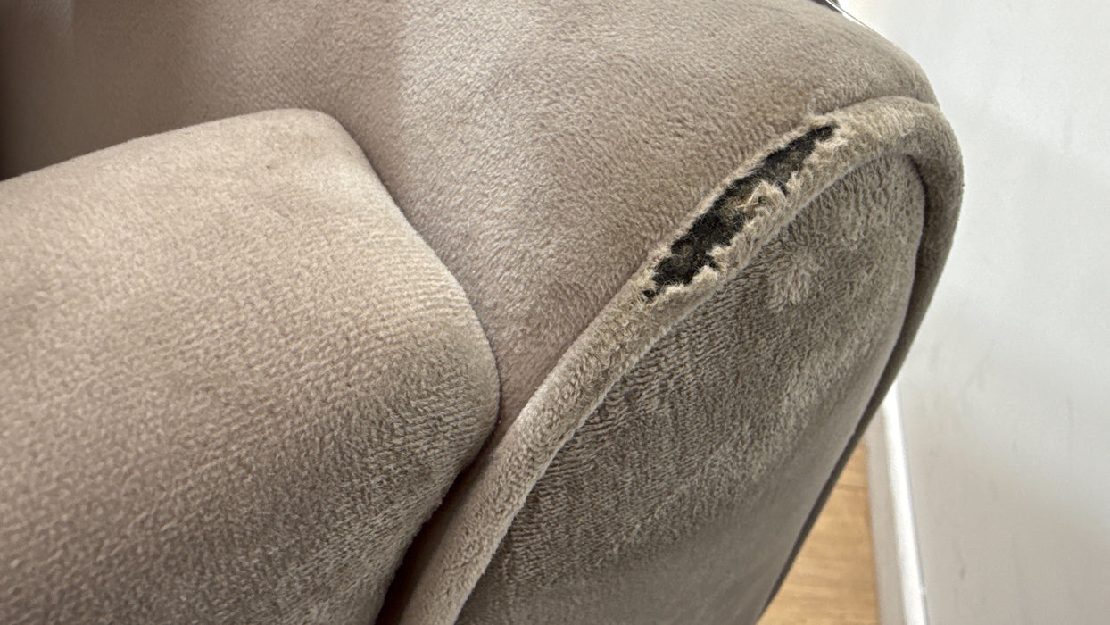 Sofology Gabrielle Fabric 2 Seater Gold Trim in Plush Pebble/Alexa Truffle Mix