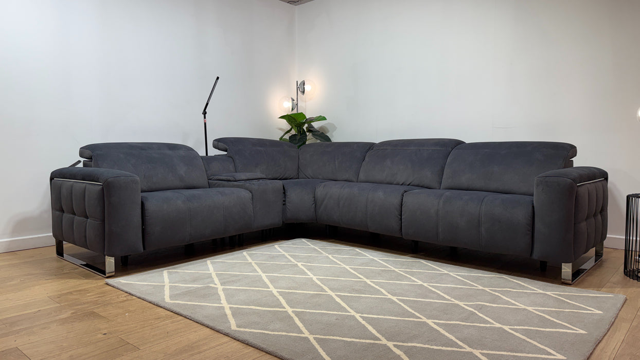 Sofology The Marvella Fabric 1.5 Console Corner 3 Power Recliner/Headrest in Lifestyle Flecked Charcoal