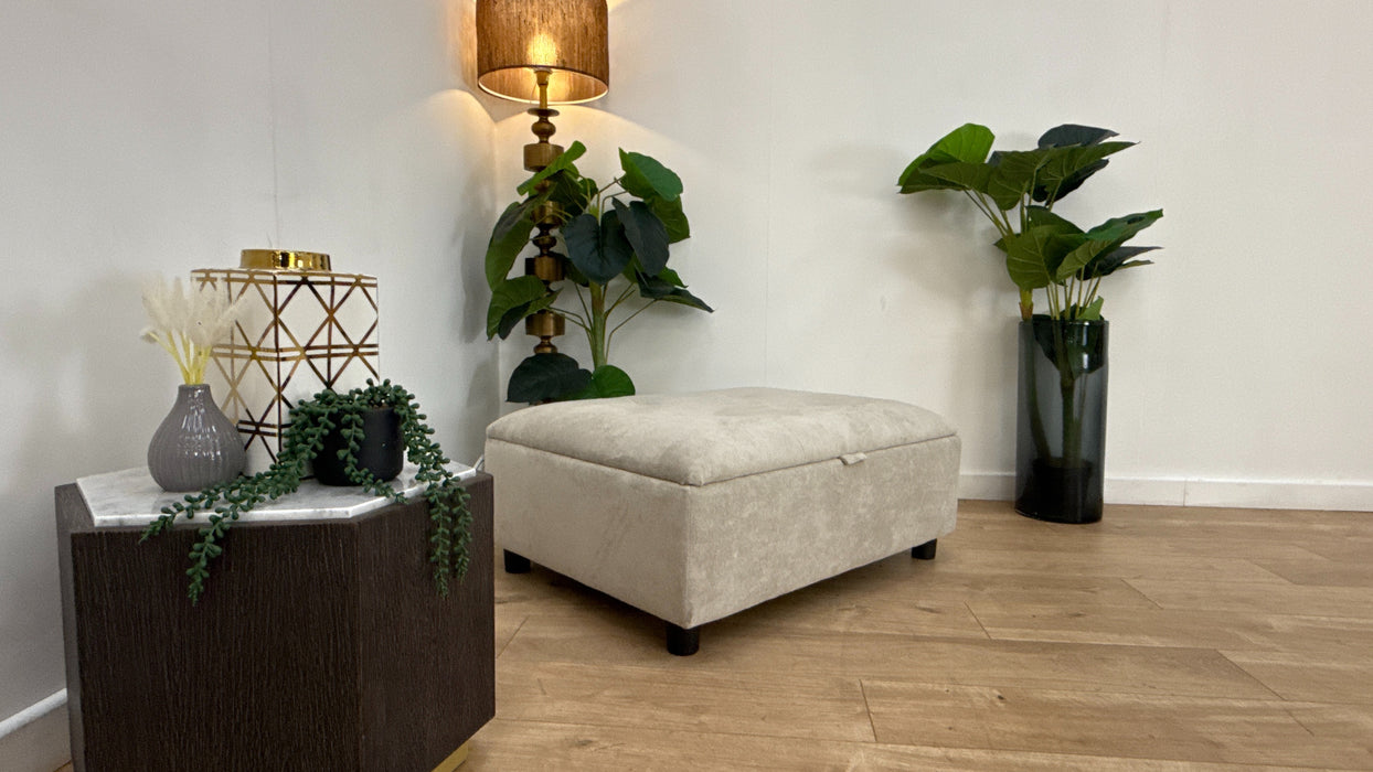 Sofology Ascot Fabric Storage Footstool in Soft Sherpa Stone