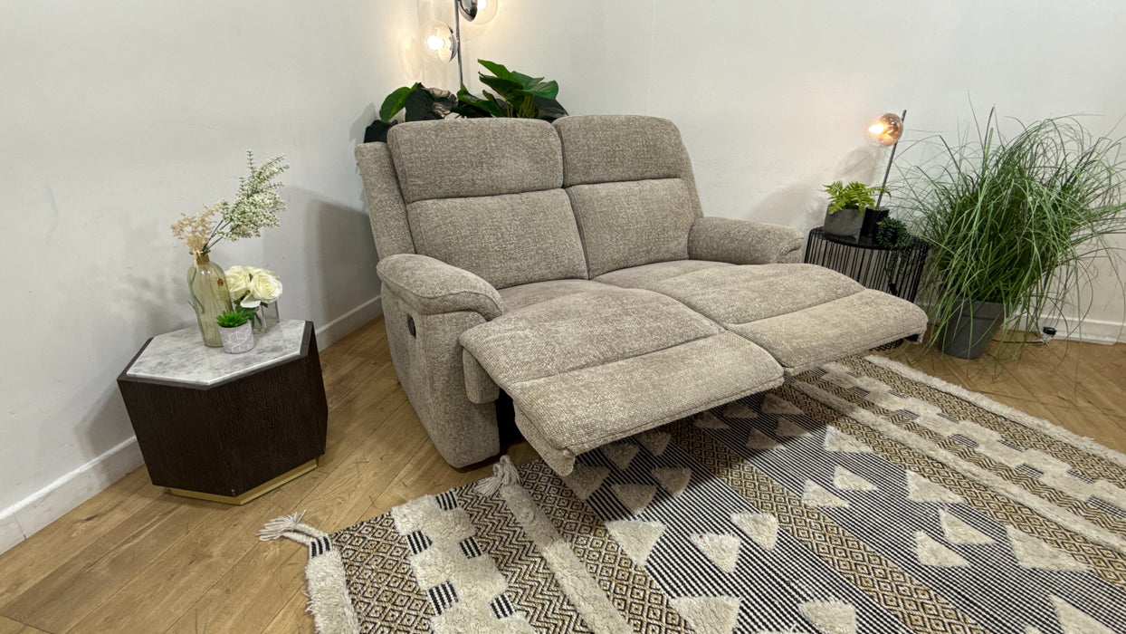 Sofology Gracie Fabric 2 Seater Manual Recliner in Hopsack Chenille Linen