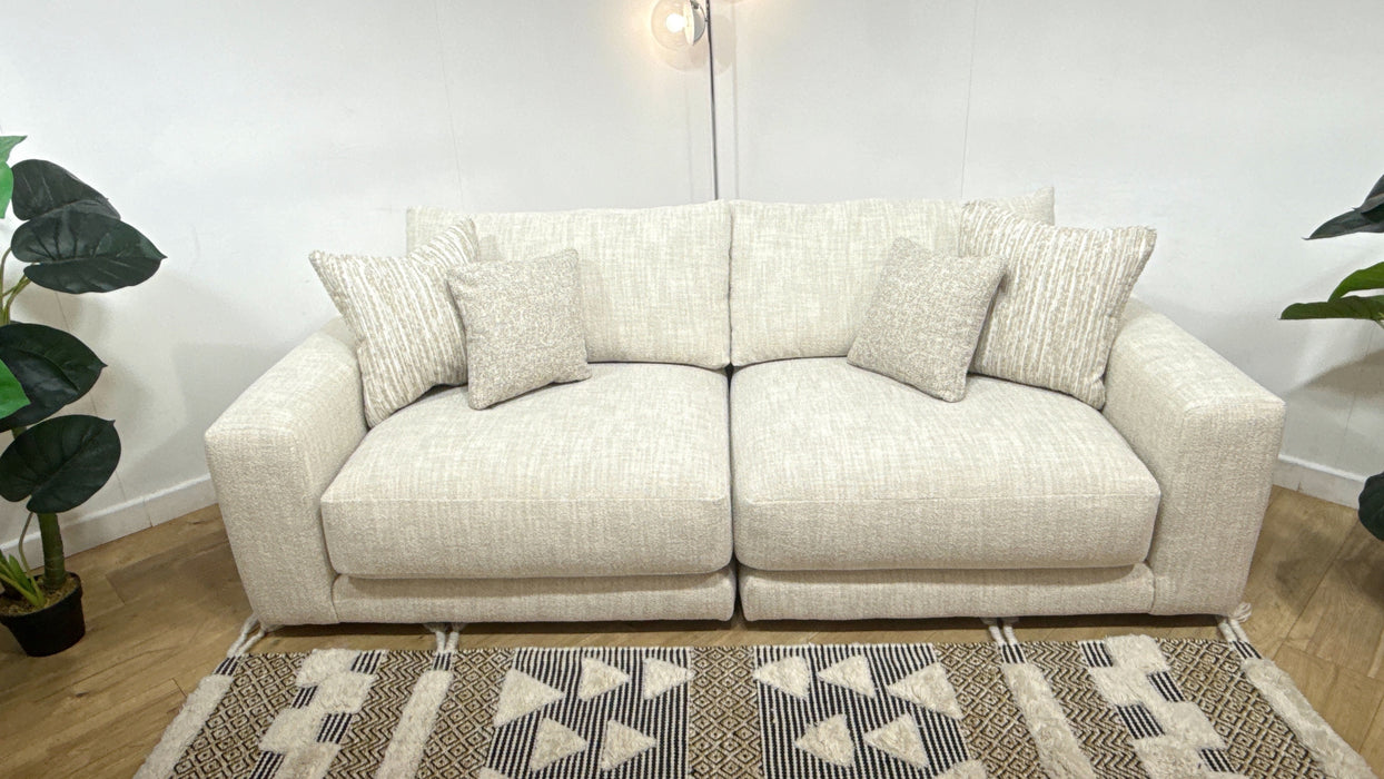 Sofology Amalfi Fabric 4 Seater Split in Micro Flecked Boucle Natural Mix