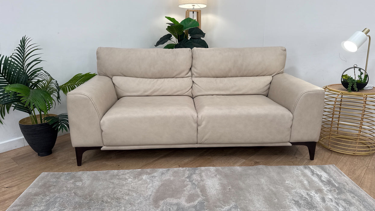 Sofology The Sassari 3 Seater Leather Sofa in Gemini Bone