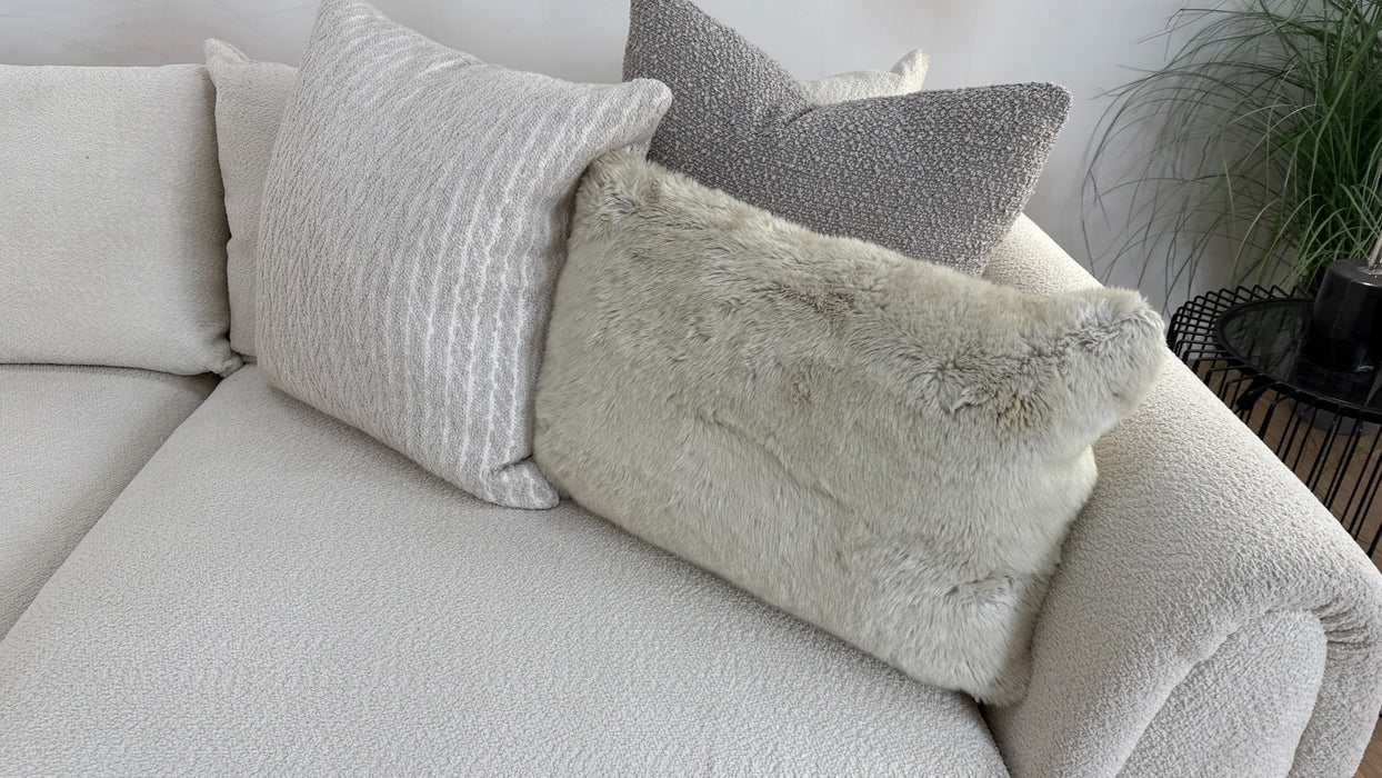 Sofology Marble Arch Fabric 3 Corner 3 in Camden Wood Trim Ecru Mix