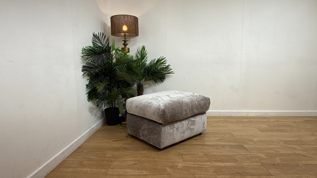 Sofology Georgio Fabric Designer Footstool Feather Flex in Luxe Chenille Pewter