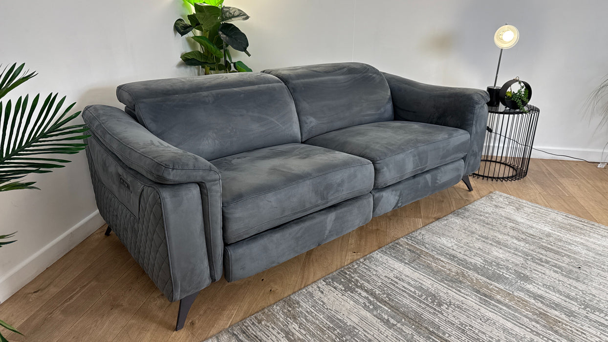 Sofology The Ezra 3 Seater Recliner Sofa in Lifestyle Plush Fabric Lead Grey