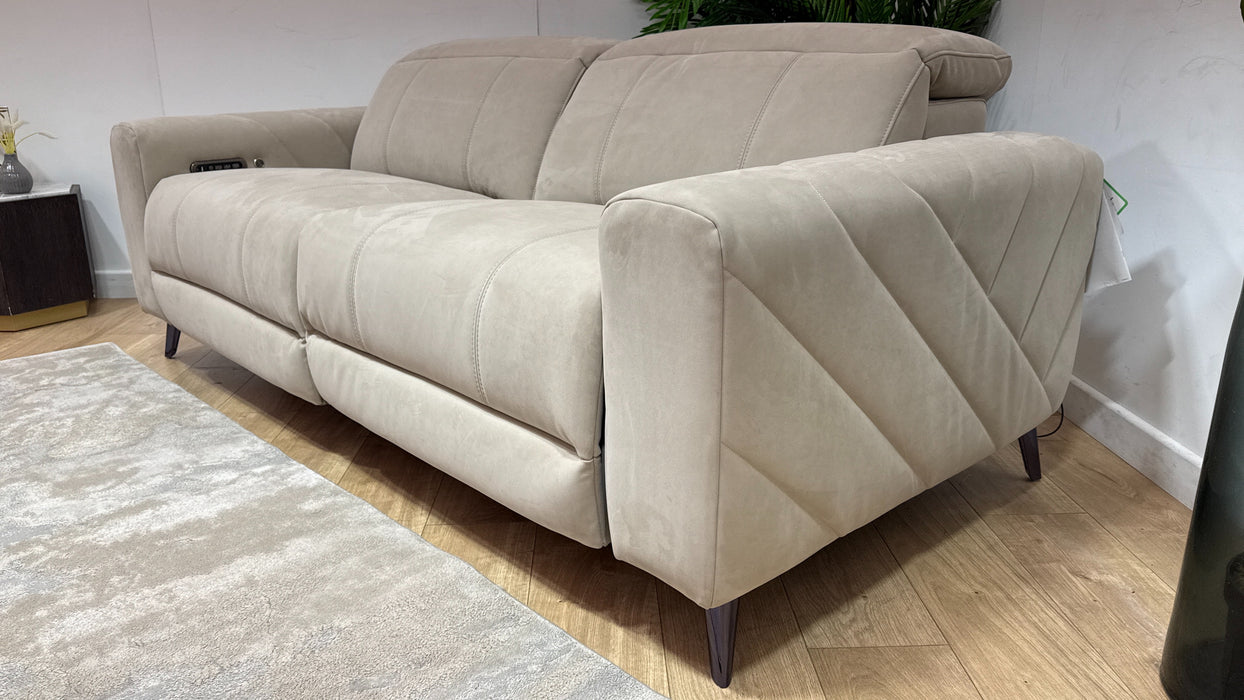 Sofology Allure Fabric 2.5 Seater Power Recliner/Headrest Heated Seats Lumbar Support in Lifestyle Nubuck Feel Stone