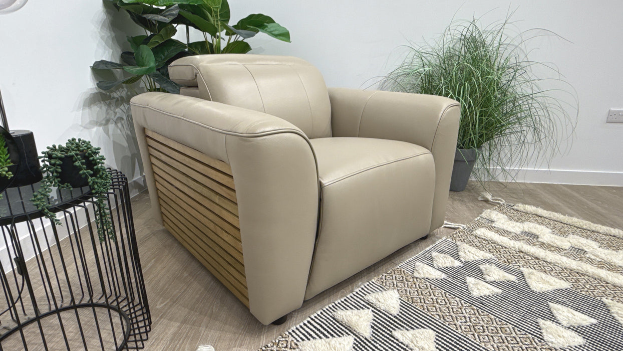 Sofology Emme Leather Chair Power Recliner/Headrest Heated Seats in  Oyster