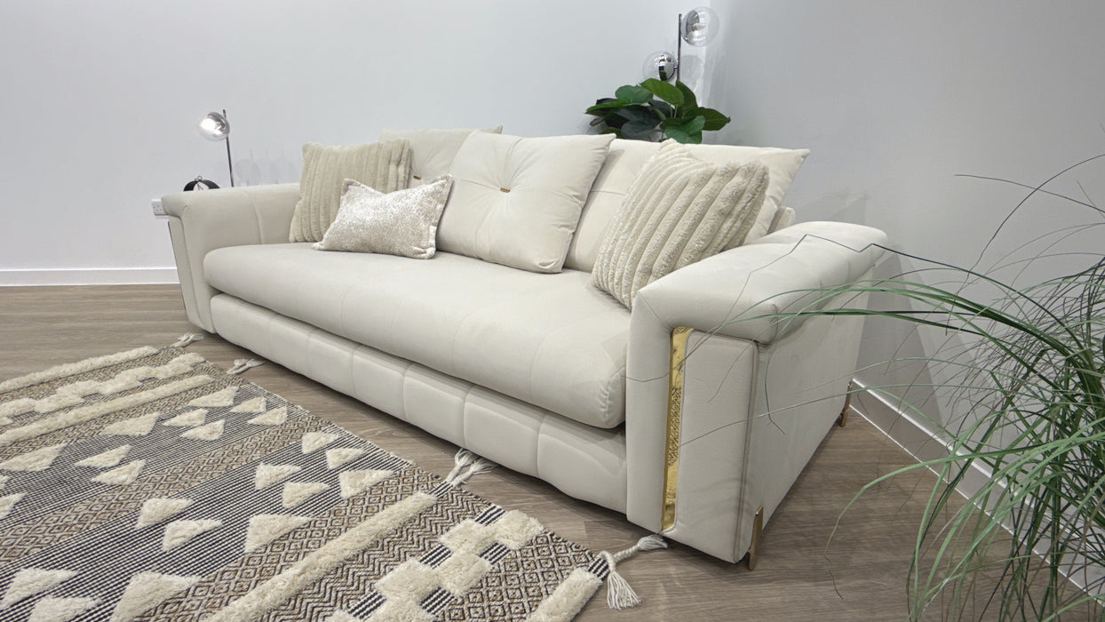 Sofology Oscar 4 Seater Fabric Sofa in Super Matt Velvet Ecru