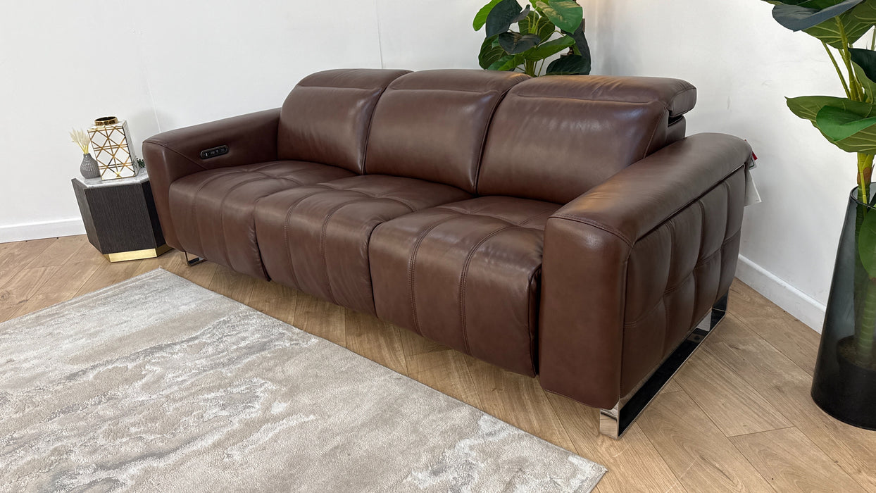 Sofology Marvella Leather 3 Seater Power Recliner/Headrest in Trusty Sheen Chocolate
