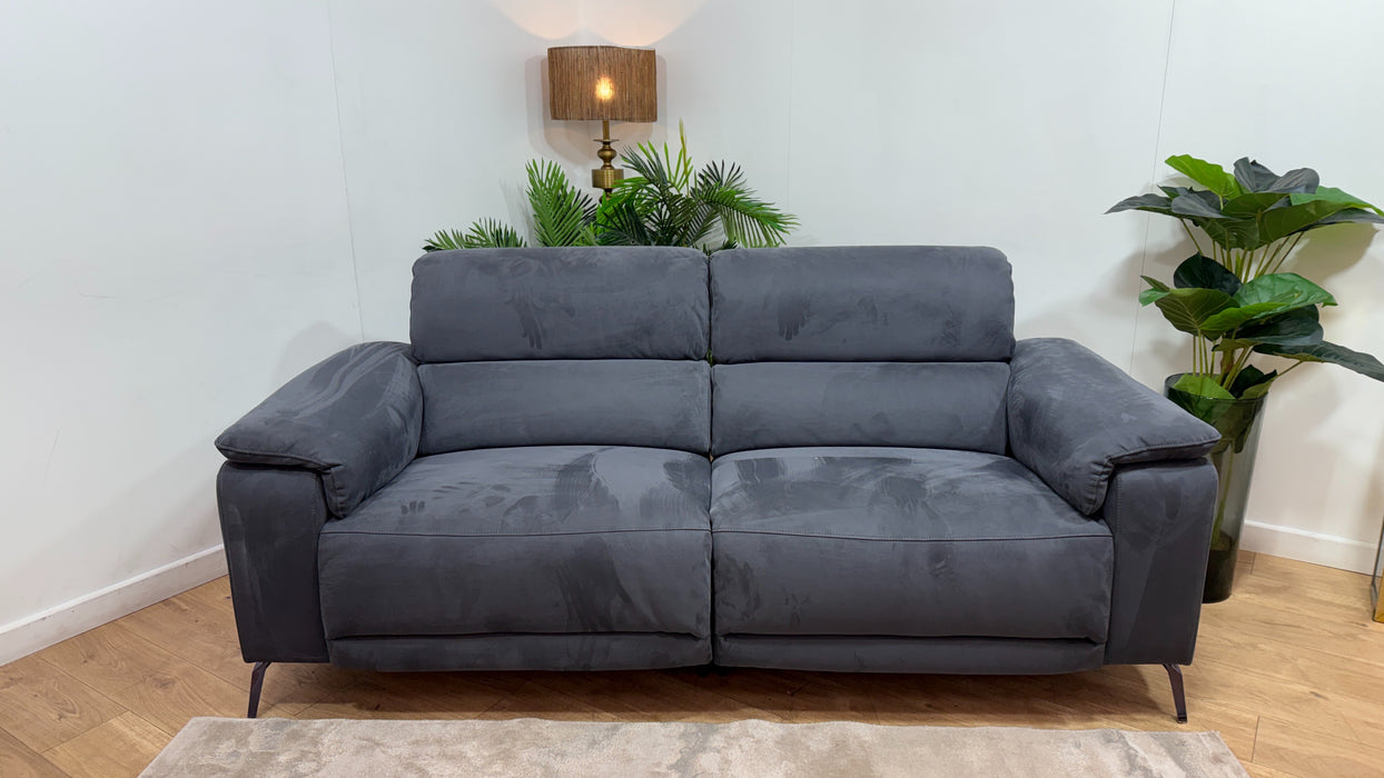 Sofology Fratelli Fabric 2.5 Seater Power Recliner/Headrest in Lifestyle Nubuck Feel Charcoal
