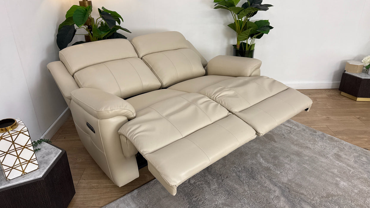 Sofology Gracie Leather 2 Seater Power Recliner/Headrest in Trusty Sheen Bone China