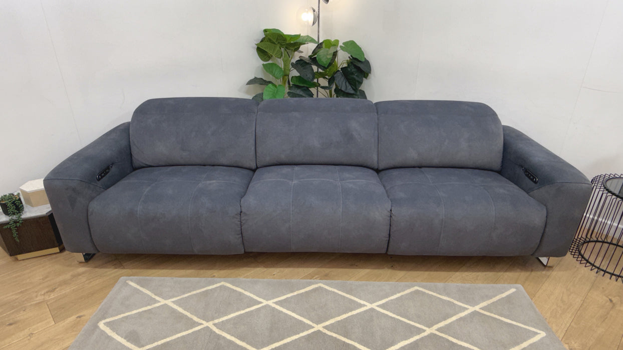 Sofology Marvella Fabric 4 Seater Split Power Recliner/Headrest Heated Seats in Lifestyle Flecked Charcoal