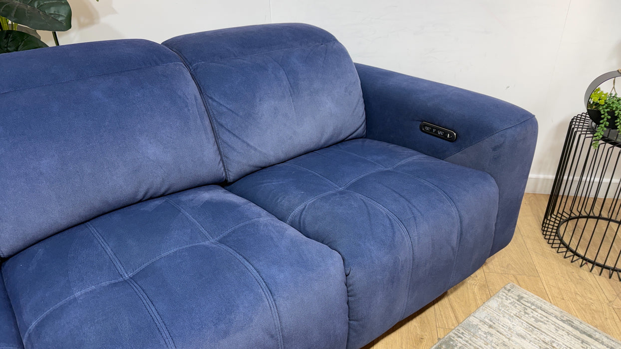 Sofology Marvella Fabric 3 Seater Power Recliner/Headrest in Lifestyle Flecked Navy
