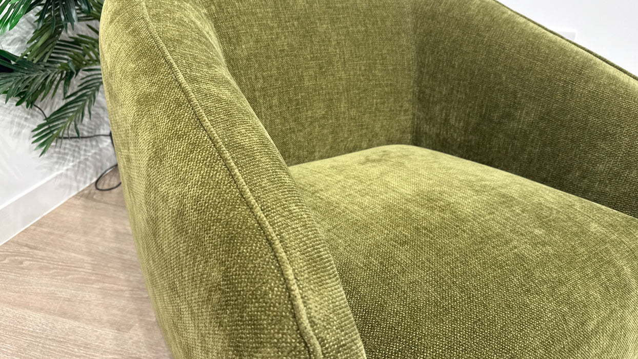 Sofology Larsen Fabric Chair in Chunky Linen Look Chenille Olive