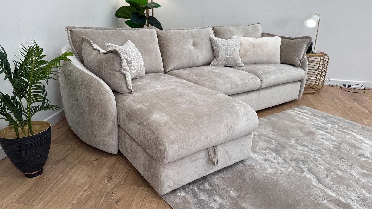 Sofology The Portobello Fabric Chaise 3 Seater Foam with Storage in Luxury Chenille Linen