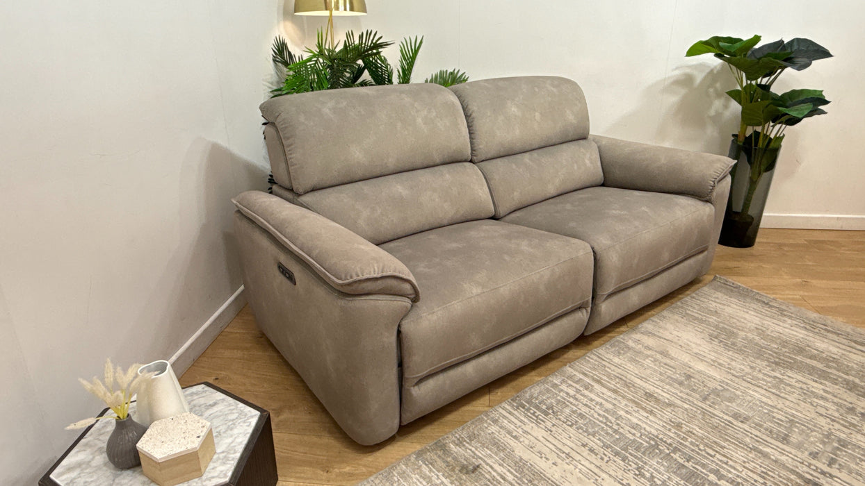 Sofology Hugo Fabric 2.5 Seater Power Recliner/Headrest in Lifestyle Flecked Stone
